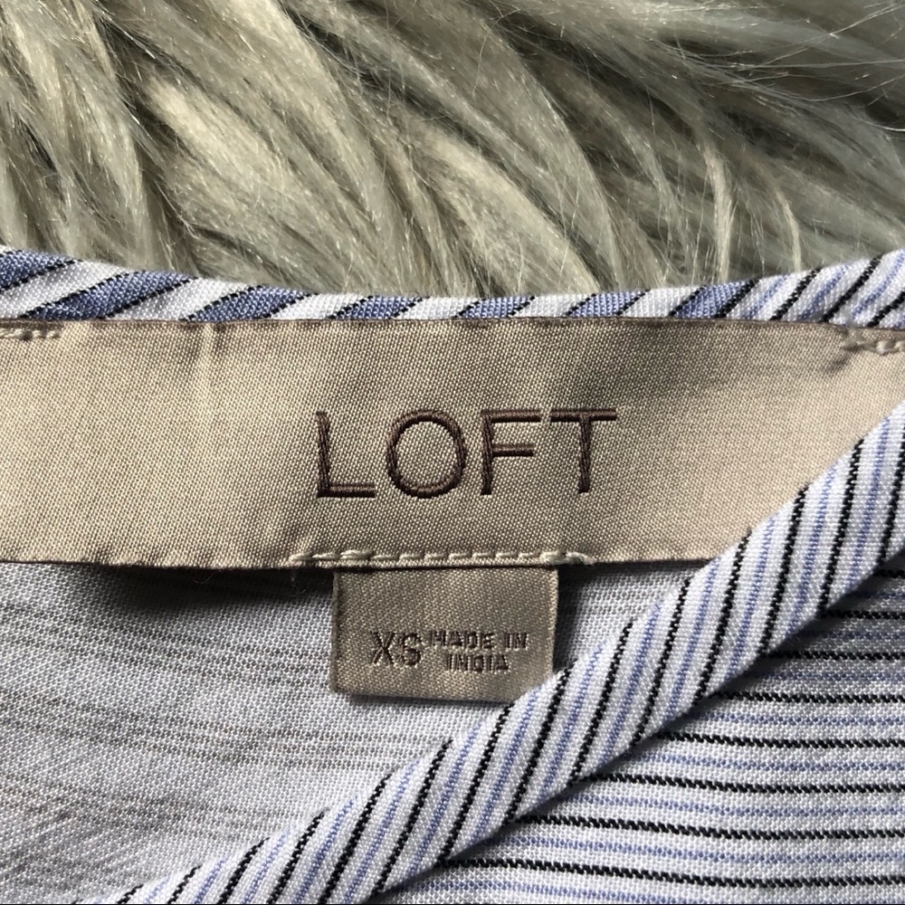 Loft Striped Flutter Button Back Peplum Back Top - image 6